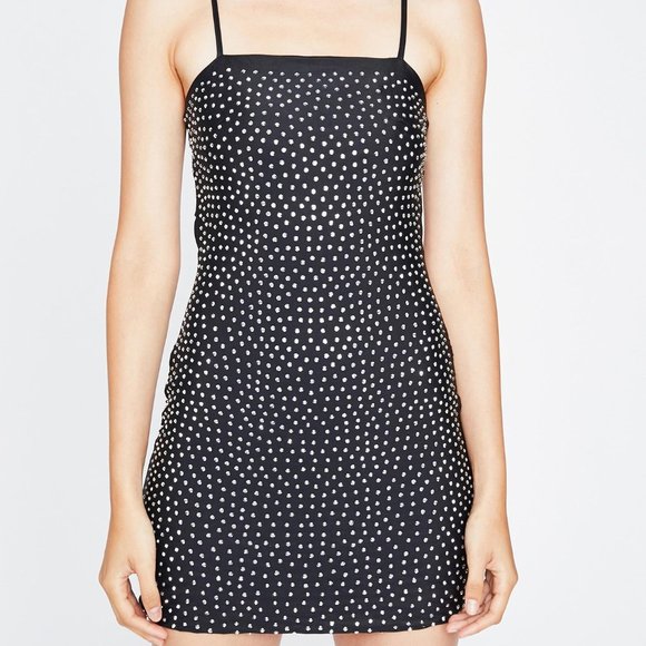 Dolls Kill Mini Dress Black w/ Rhinestones Large - Picture 1 of 10